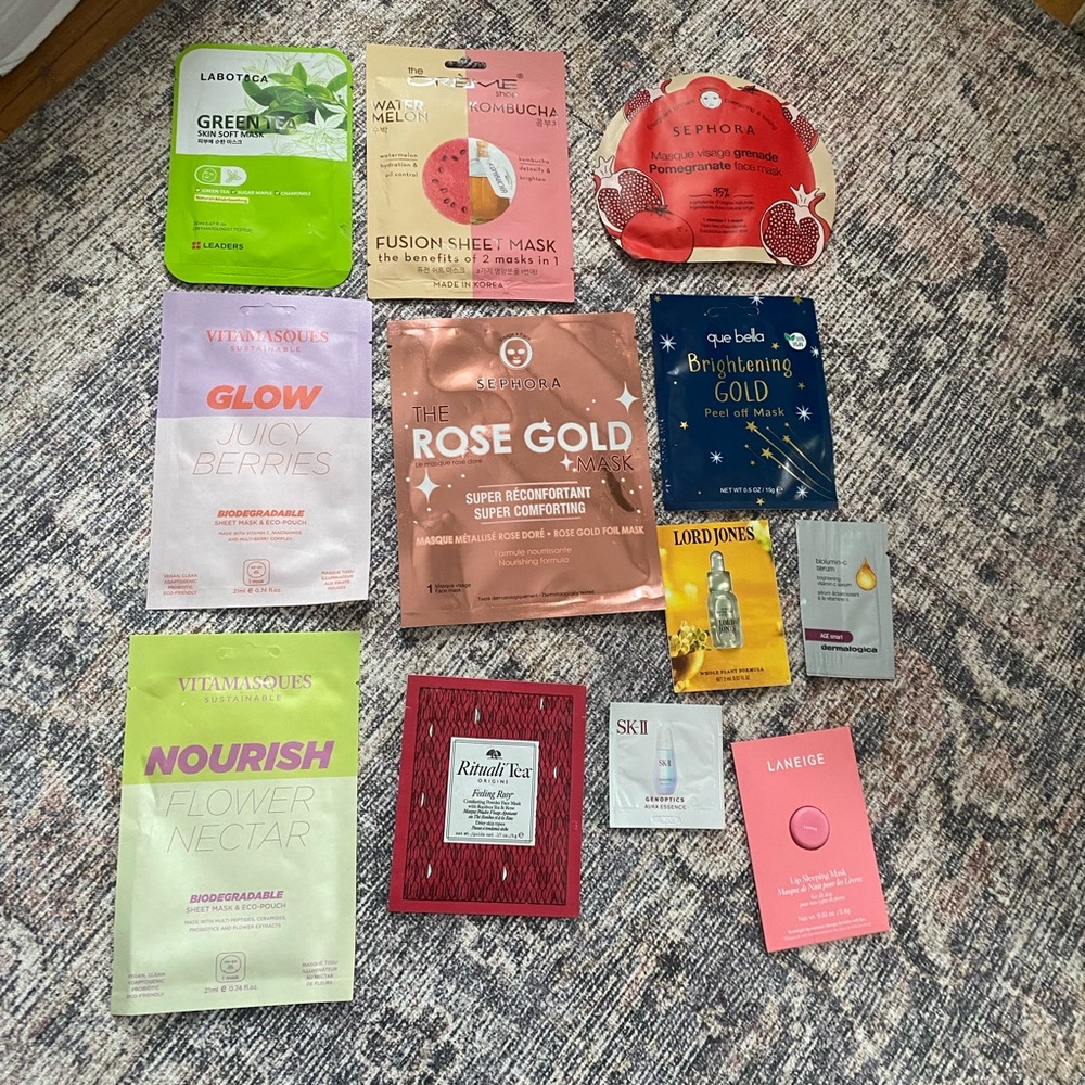 Set of Sheet Masks and Skincare Samples